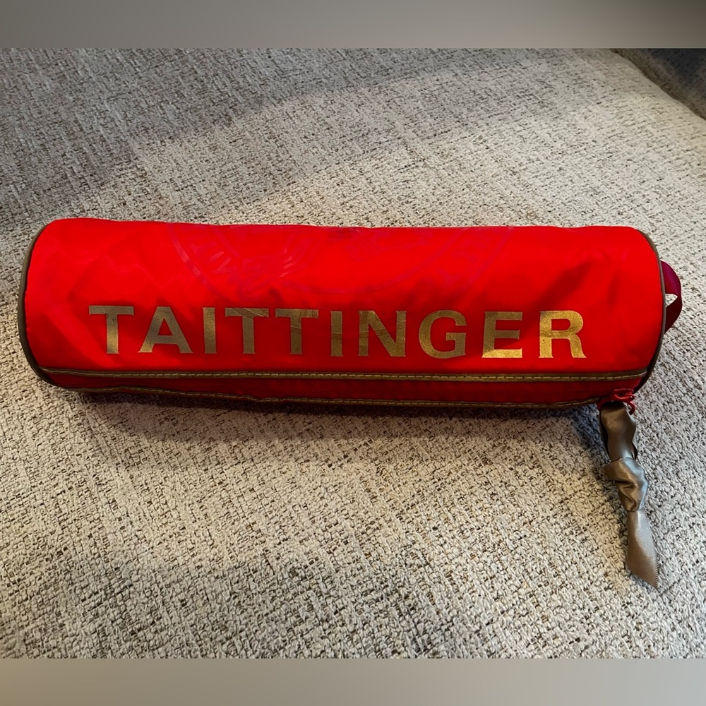 Insulated Taittinger Champagne Bottle Gift Bag Red Gold Zipper NWOT